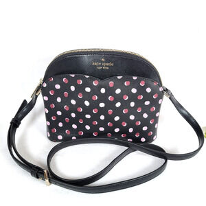 Kate Spade Womens Payton Dome Crossbody Fiesta Zip Polka Dots Bag Black Small